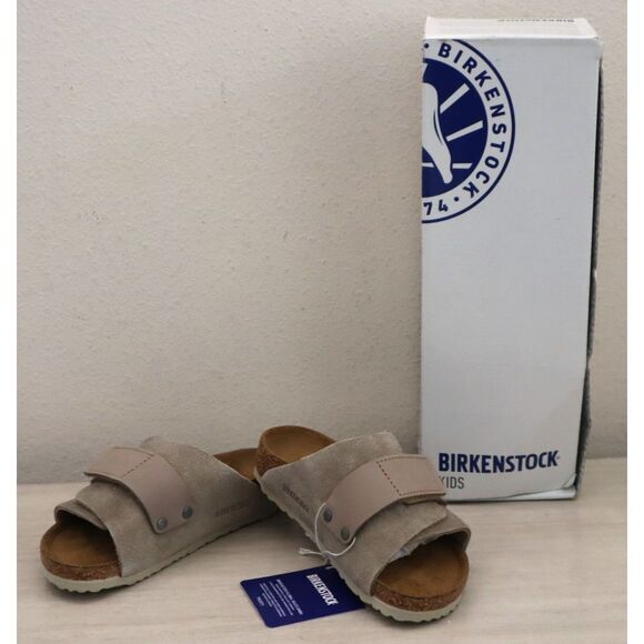 Birkenstock Kids 1023594 Unisex Toddler Sz 10K Taupe/Beige Suede Kyoto Sandals - Picture 1 of 16